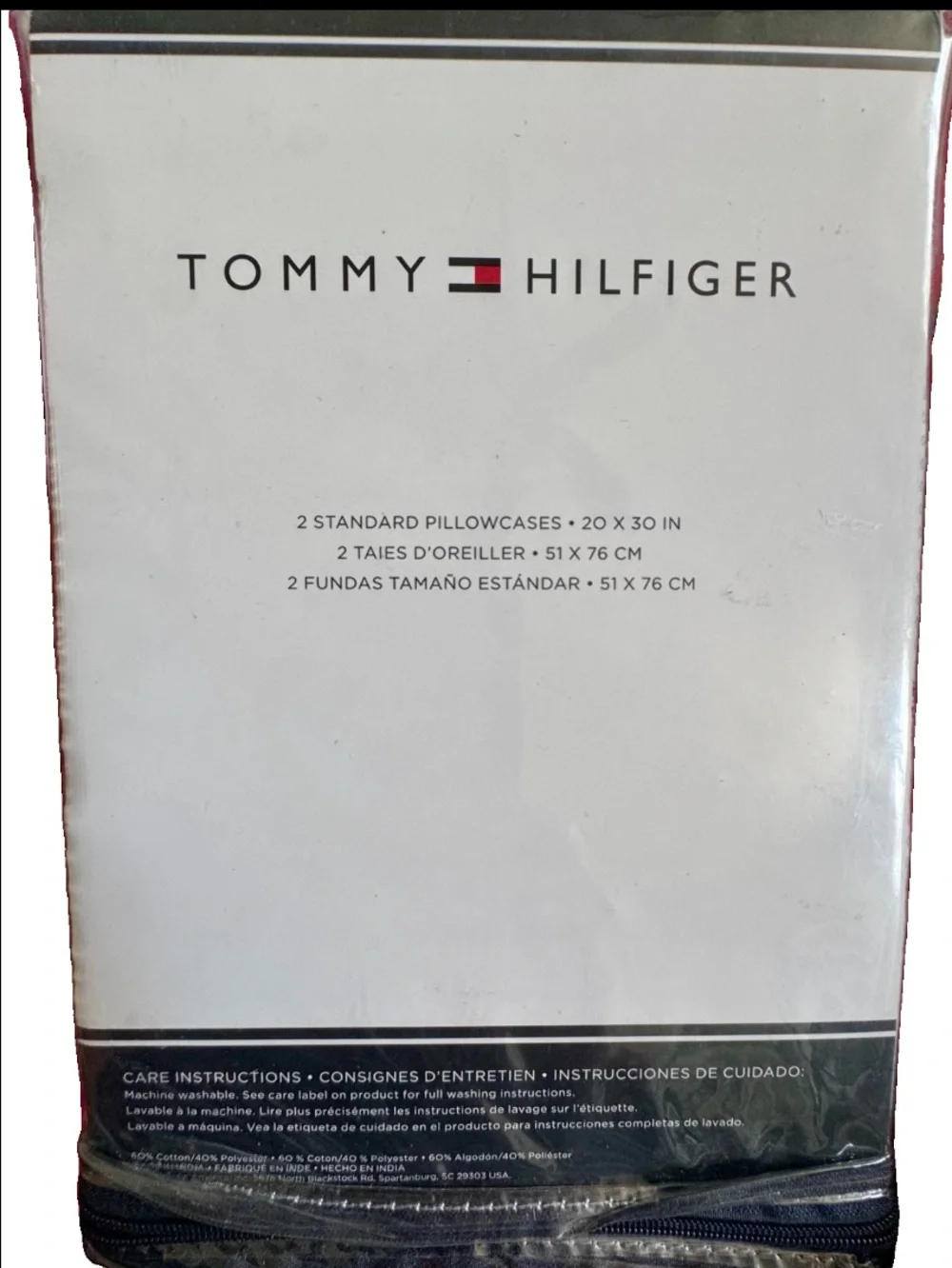 Tommy Hilfiger Standard Pillowcase Blue White Stripe w/ Pineapples NEW